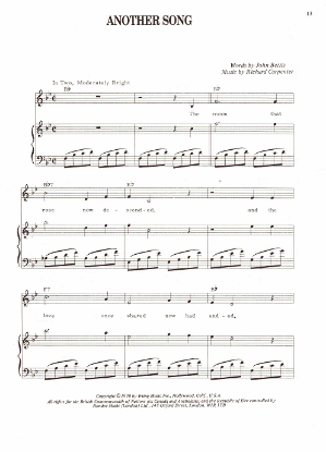 Picture of Another Song, John Bettis & Richard Carpenter, recorded by The Carpenters, sheet music, pdf copy 