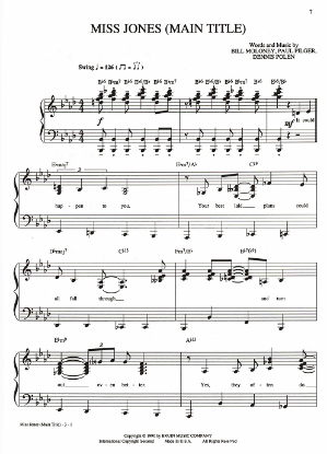 Picture of Miss Jones (Main Title), Bill Moloney/ Paul Pilger/ Dennis Polen, sheet music