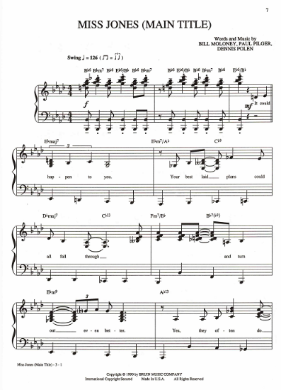 Picture of Miss Jones (Main Title), Bill Moloney/ Paul Pilger/ Dennis Polen, sheet music