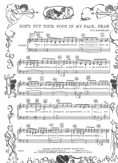 Picture of Don't Put Your Foot in My Face Dear, H. W. Hanemann, sheet music
