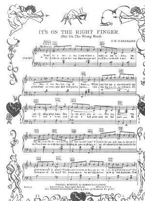 Picture of It's on the Right Finger (But on the Wrong Hand), H. W. Hanemann, sheet music