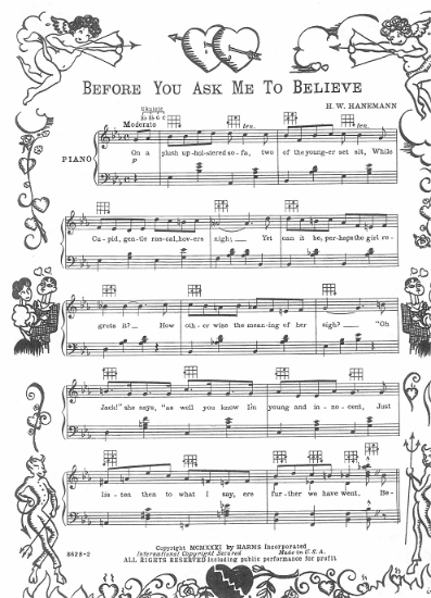 Picture of Before You Ask Me to Believe, H. W. Hanemann, sheet music