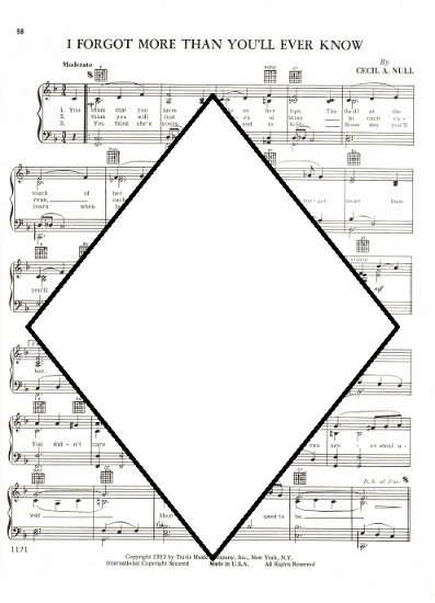 Picture of I Forgot More Than You'll Ever Know, Cecil A. Null, recorded by The Davis Sisters, sheet music