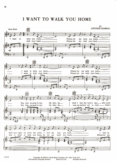 Picture of I Want to Walk You Home, Antoine Domino, sheet music