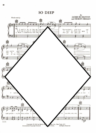 Picture of So Deep, Jackie De Shannon & Sharon Sheeley, recorded by Brenda Lee, sheet music