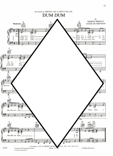 Picture of Dum Dum, Sharon Sheeley & Jackie De Shannon, recorded by Brenda Lee, sheet music