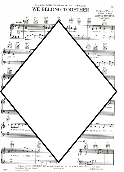 Picture of We Belong Together, Robert Carr/ Johnny Mitchell/ Sam Weiss, recorded by Robert & Johnny, sheet music