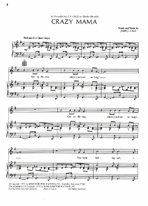 Picture of Crazy Mama, John J. Cale, sheet music