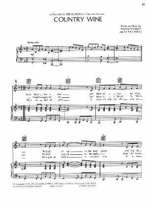 Picture of Country Wine, Wanda Watkins & Ed Villareal, performed by The Raiders, sheet music