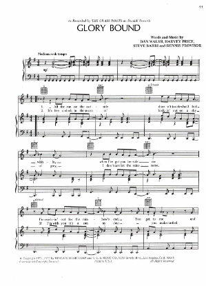 Picture of Glory Bound, Dan Walsh/Harvey Price/Steve Barri/Dennis Provisor, recorded by The Grass Roots, sheet music