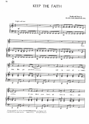Picture of Keep the Faith, Black Oak Arkansas Inc, sheet music