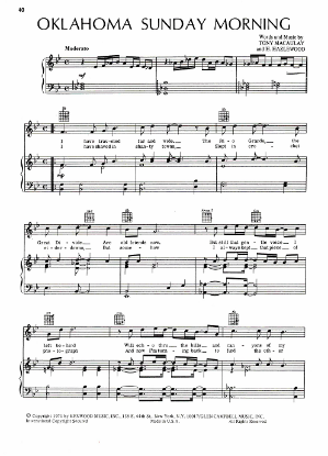 Picture of Oklahoma Sunday Morning, Tony MacAulay & H. Hazelwood, recorded by Glen Campbell, sheet music