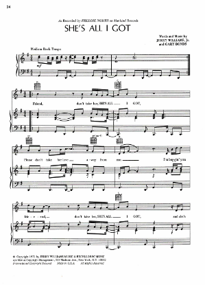 Picture of She's All I Got, Jerry Williams & Gary Bonds, recorded by Freddie North, sheet music