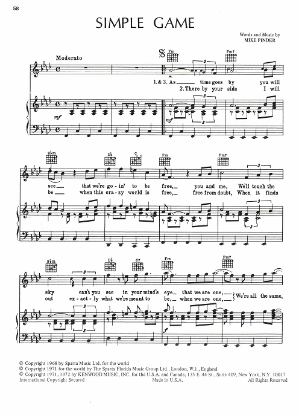 Picture of Simple Game, Mike Pinder, performed by the Four Tops, sheet music