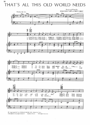 Picture of That's All This Old World Needs, Demetriss Tapp & Bob Tubert, recorded by Stonewall Jackson, sheet music