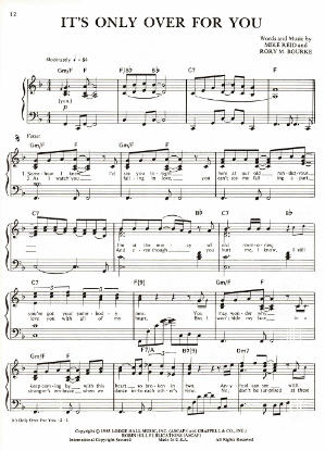Picture of It's Only Over for You, Mike Reid & Rory M. Bourke, recorded by Tanya Tucker, sheet music