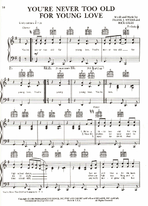 Picture of You're Never Too Old for Young Love, Frank J. Myers & Rick Giles, recorded by Eddy Raven, sheet music
