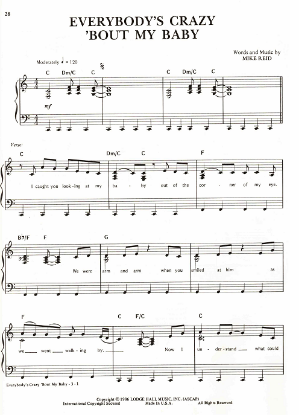 Picture of Everybody's Crazy 'Bout My Baby, Mike Reid, recorded by Marie Osmond, sheet music