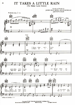 Picture of It Takes a Little Rain (To Make Love Grow), James Dean Hicks/ Roger Murrah/ Steve Dean, recorded by The Oak Ridge Boys, pdf copy