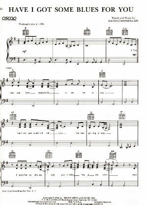 Picture of Have I Got Some Blues for You, David Chamberlain, recorded by Charley Pride, sheet music