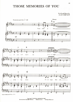 Picture of Those Memories of You, Alan O'Bryant, recorded by Bill Monroe, sheet music