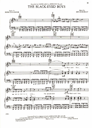 Picture of The Black-Eyed Boys, Peter Callander & Mitch Murray, recorded by Paper Lace, sheet music