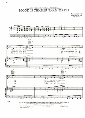 Picture of Blood is Thicker Than Water, Russ Faith & Pal Rakes, recorded by William DeVaughn, sheet music