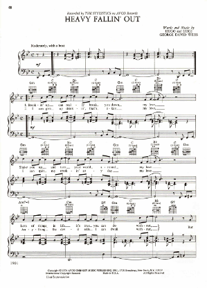Picture of Heavy Fallin' Out, Hugo & Luigi/ George David Weiss, recorded by The Stylistics, sheet music
