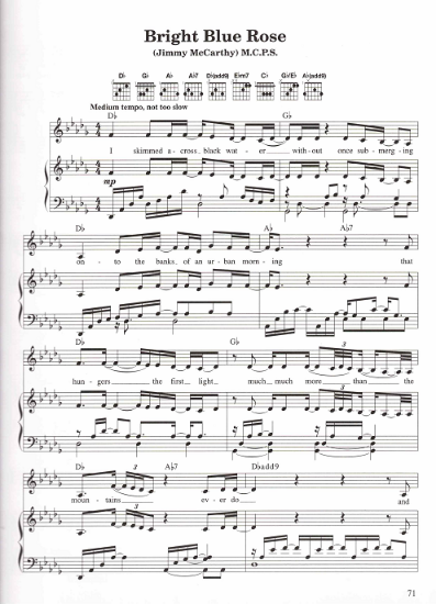 Picture of Bright Blue Rose, JimmyMcCarthy, recorded by Mary Black, sheet music