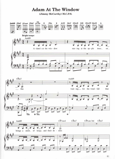 Picture of Adam at the Window, Jimmy McCarthy, recorded by Mary Black, sheet music