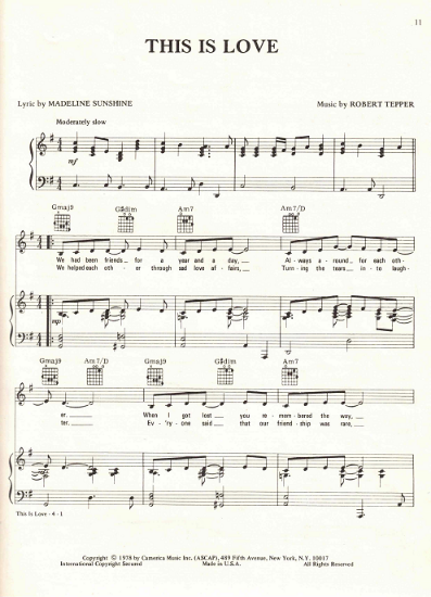 Picture of This is Love, Madeline Sunshine & Robert Tepper, sheet music