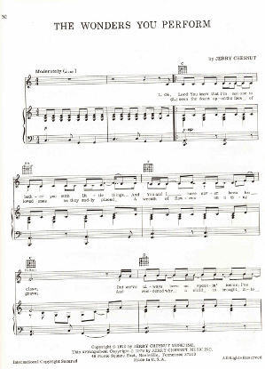 Picture of The Wonders You Perform, words & music by Jerry Chesnut, sheet music