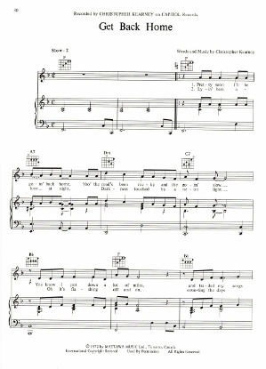 Picture of Get Back Home, written & recorded Christopher Kearney, sheet music