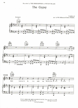 Picture of The Gypsy, arr. Will Millar & Dennis Murphy, recorded by The Irish Rovers, sheet music