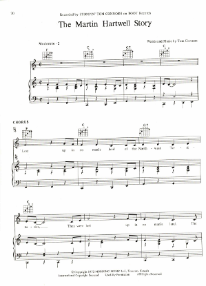 Picture of The Martin Hartwell Story, written & recorded by Tom Connors, sheet music