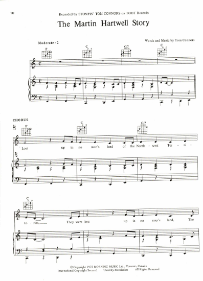 Picture of The Martin Hartwell Story, written & recorded by Tom Connors, sheet music