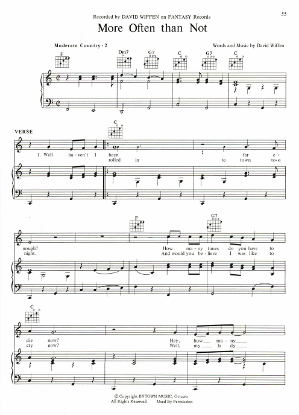 Picture of More Often Than Not, written & recorded by David Wiffen, sheet music