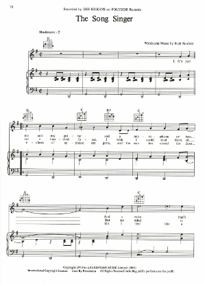 Picture of The Song Singer, Rick Neufeld, recorded by Dee Higgins, sheet music