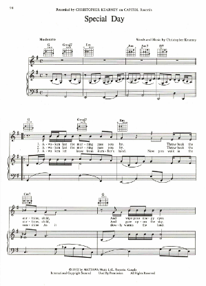 Picture of Special Day, written & recorded by Christopher Kearney, sheet music
