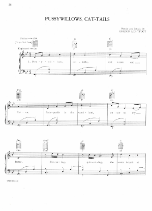 Picture of Pussywillows, Cat-Tails, Gordon LIghtfoot, sheet music