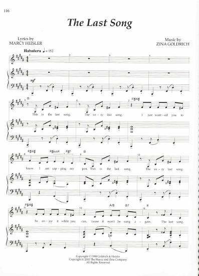 Picture of The Last Song, Marcy Heisler & Zina Goldrich, sheet music
