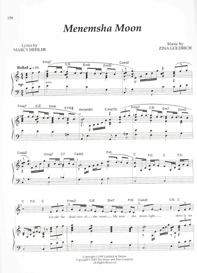 Picture of Menemsha Moon, Marcy Heisler & Zina Goldrich, sheet music