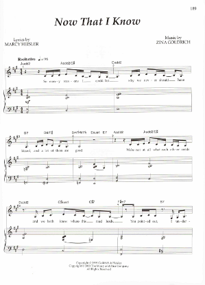 Picture of Now That I Know, Marcy Heisler & Zina Goldrich, sheet music