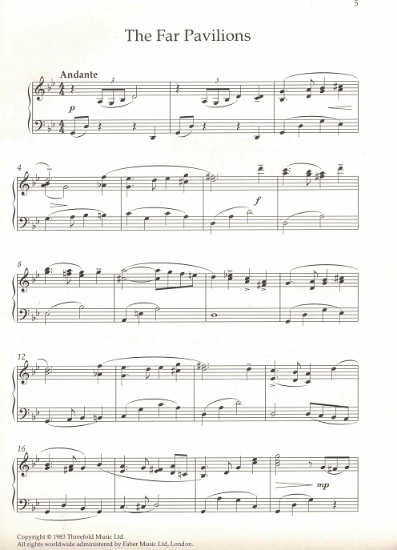 Picture of The Far Pavillions, TV title theme, Carl Davis, piano solo sheet music