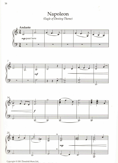 Picture of Napoleon(Eagle of Destiny Theme), silent movie theme, Carl Davis, piano solo sheet music