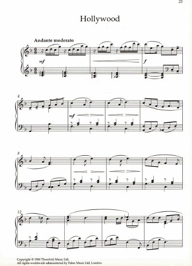 Picture of Hollywood, TV series title theme, Carl Davis, piano solo sheet music