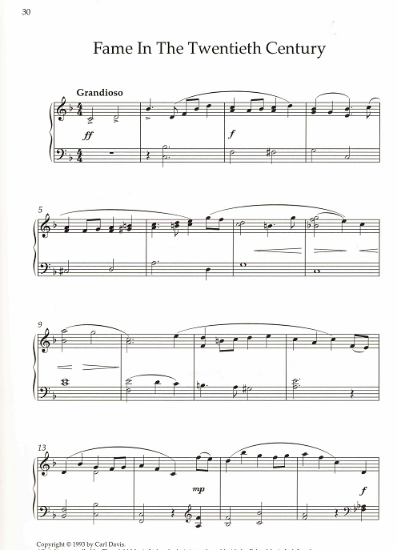 Picture of Fame in the Twentieth Century, TV series title theme, Carl Davis, piano solo pdf copy 