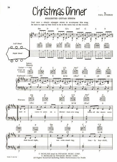 Picture of Christmas Dinner, Paul Stookey, recorded by Peter Paul & Mary, sheet music