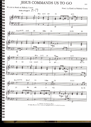 Picture of Jesus Commands Us to Go, Keith & Melody Green, recorded by Keith Green, sheet music