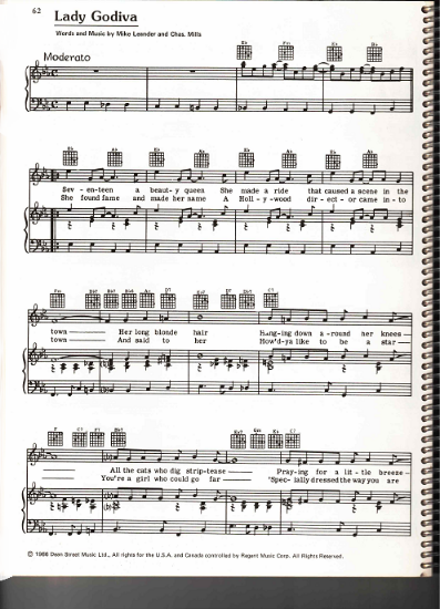 Picture of Lady Godiva, Mike Leander & Charles Mills, recorded by Peter & Gordon, sheet music